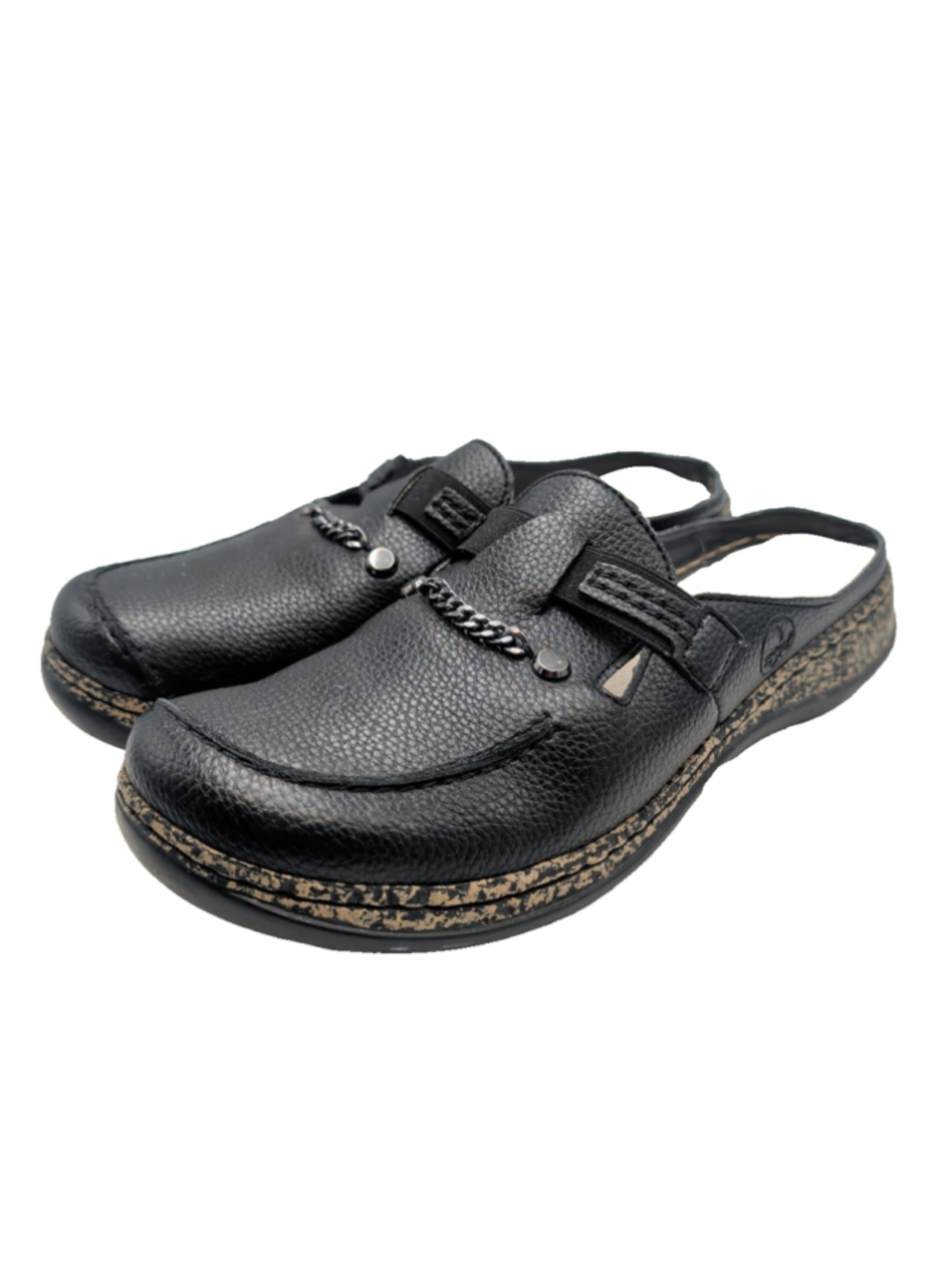 Rieker Kalkutta clogs 46393-00 Black Leather Womens Eu 40 US 8 Boho Cottagecore